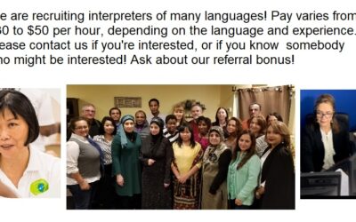 We are recruiting interpreters for multiple languages!